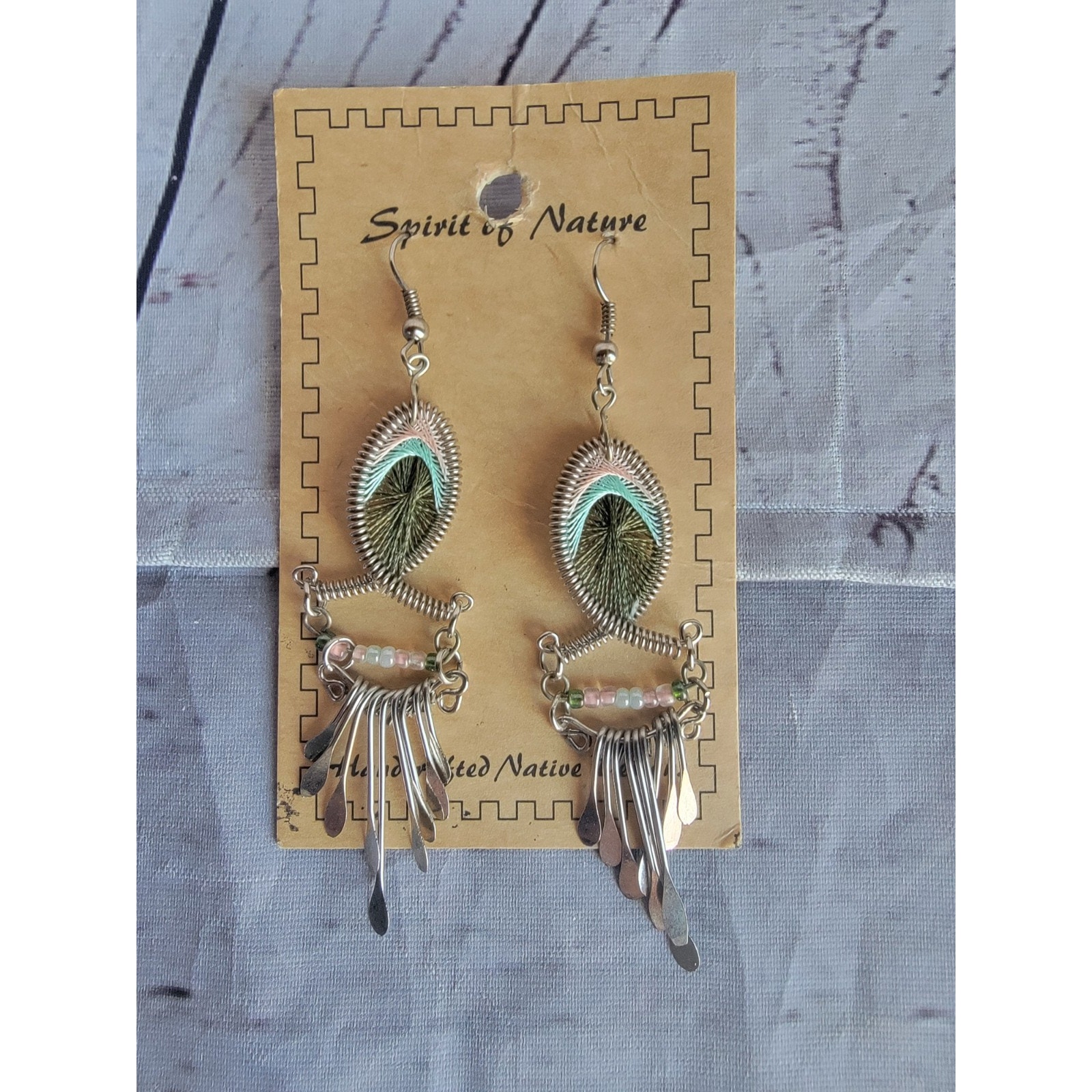 Sprit Of Nature Dreamcatcher Dangle Earrings Handmade Tear Drop Style